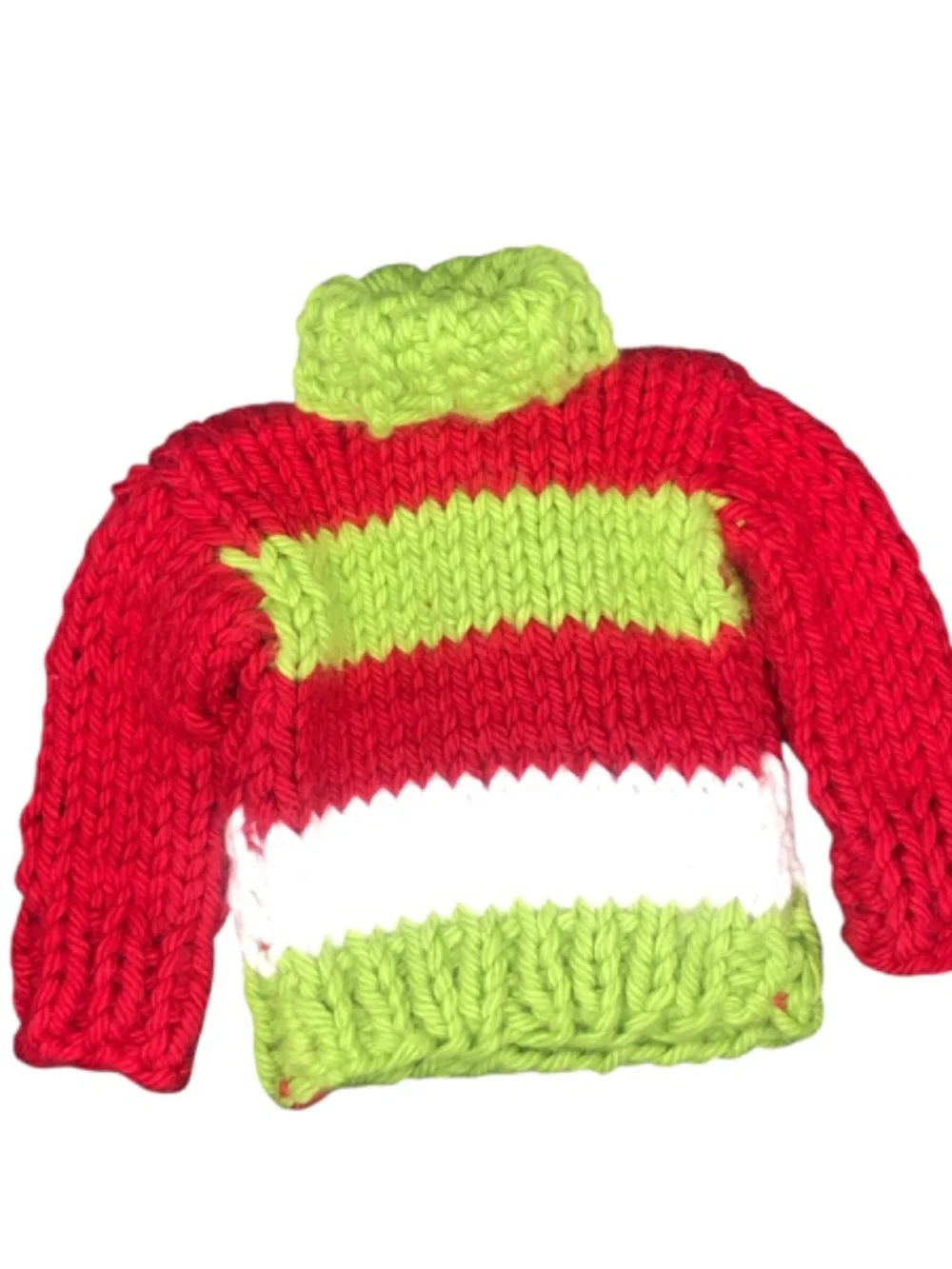 Hand Knit Mini Christmas Striped Sweater Ornament | Holiday Decor, Gift Topper